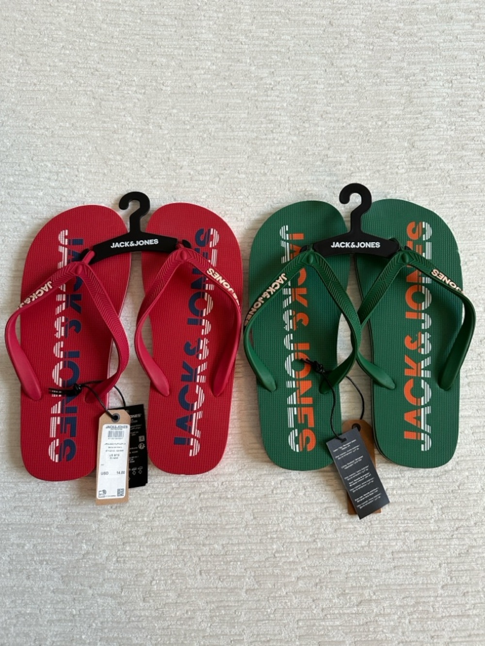 Jack & Jones Flip Flops in Red and Green